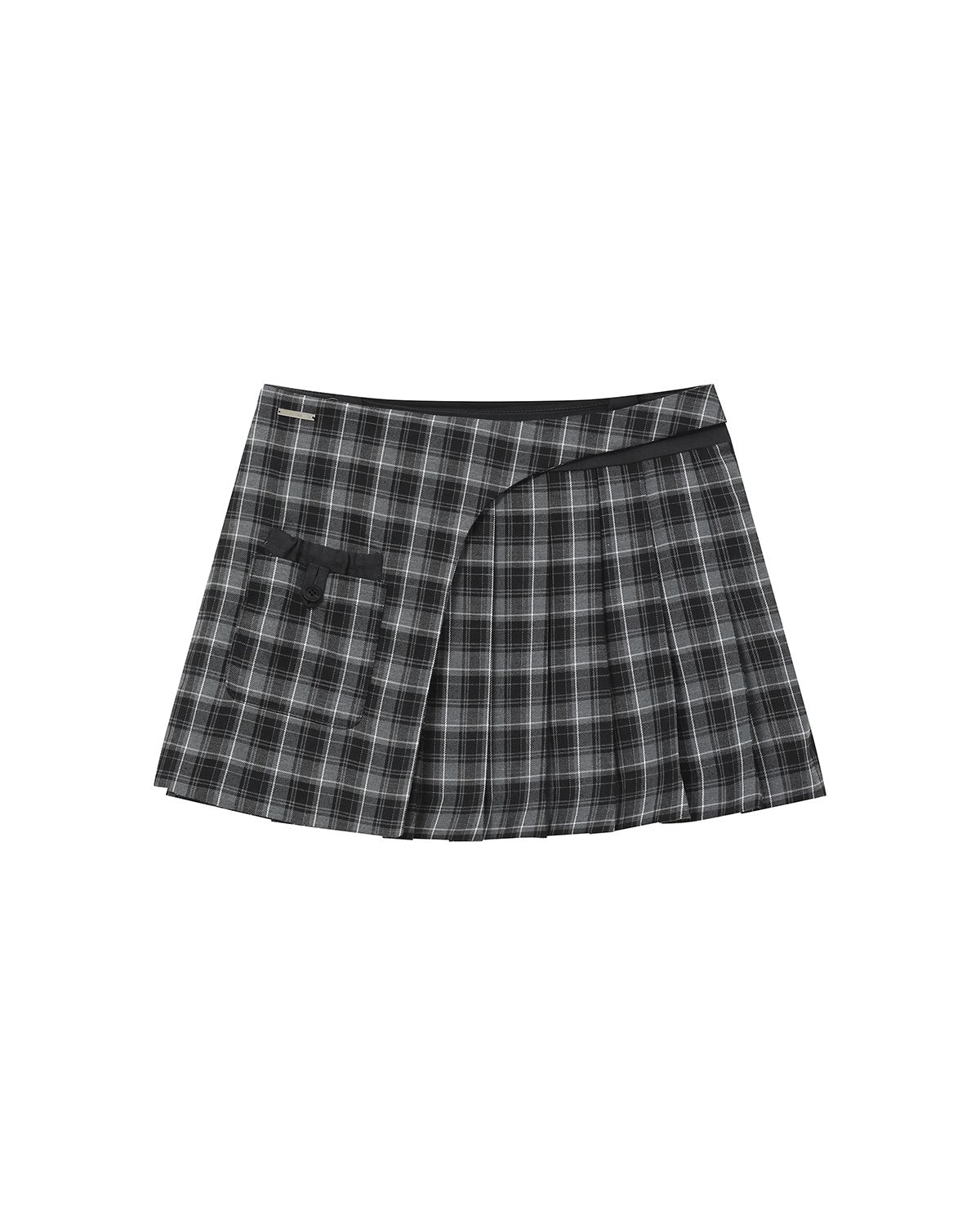 미세키서울(MISEKI SEOUL) Pocket layered check skirt CHARCOAL