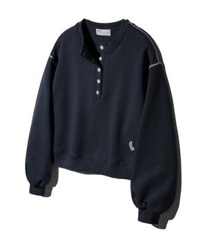 헨리넥 세미 크롭 스웨트셔츠 BK5965_네이비