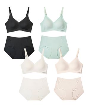 [4PACK] 소프트핏 쉘론 V넥 후크형 브라팬티 세트