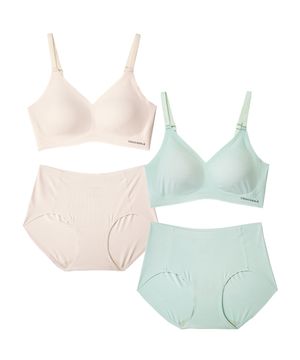 [2PACK] 소프트핏 쉘론 V넥 후크형 브라팬티 세트