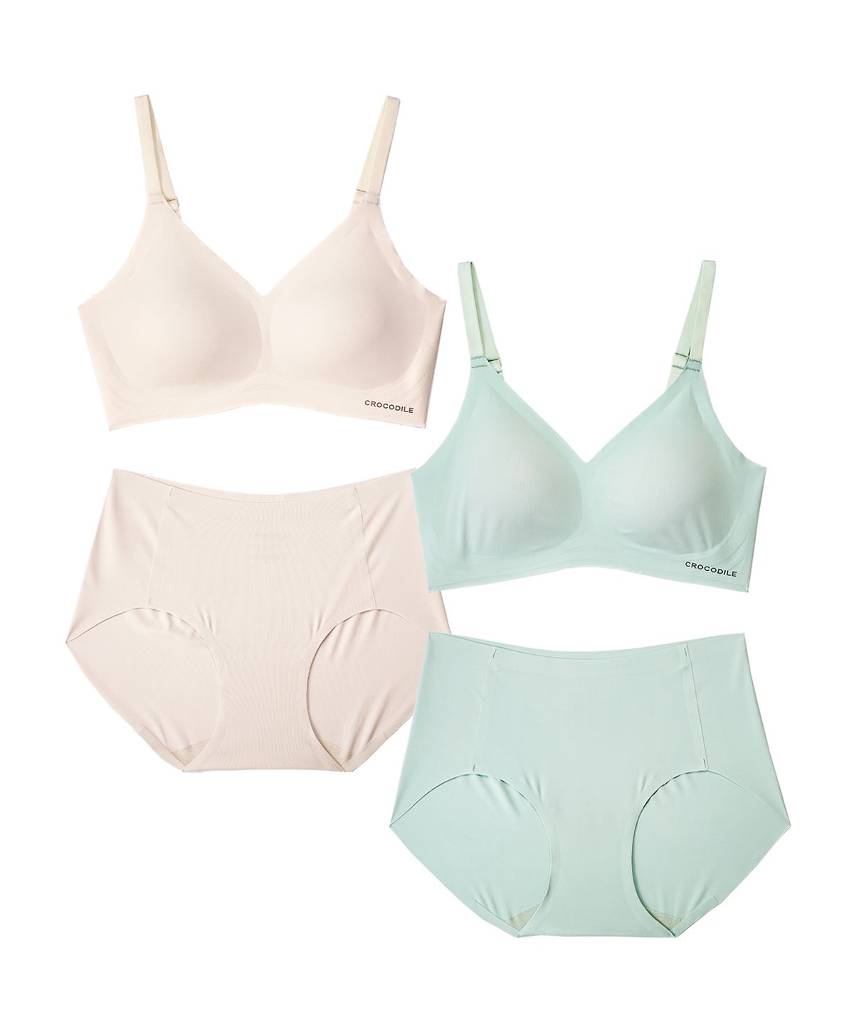 크로커다일 이너웨어(CROCODILE INNERWEAR) [2PACK] 소프트핏 쉘론 V넥 후크형 브라팬티 세트