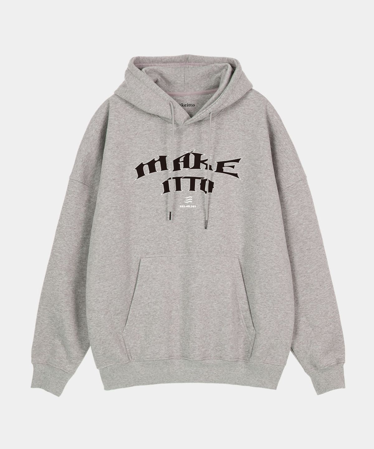 메이킷투(MAKEITTO) 블랙레터 레터링 후디_멜란지