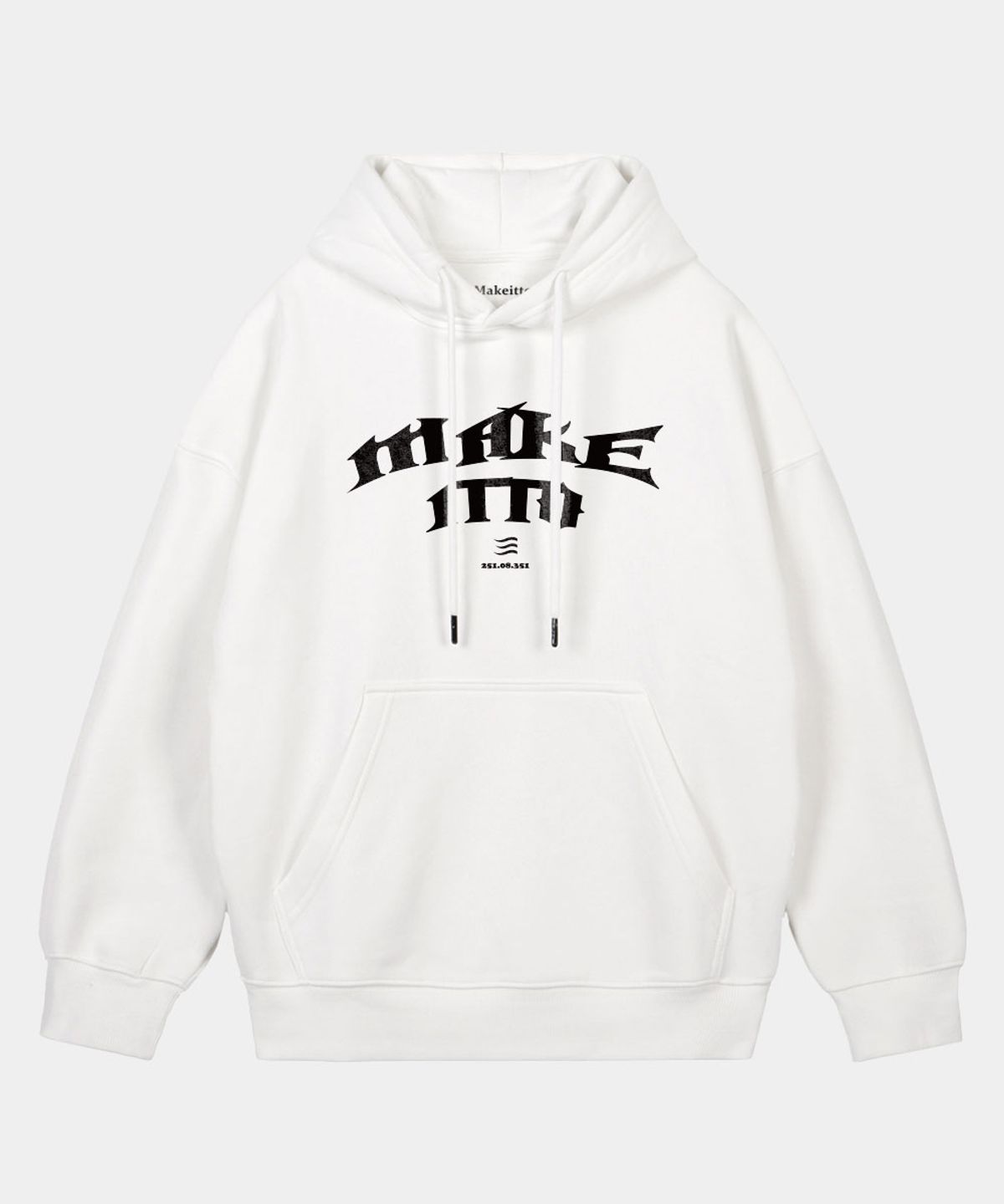 메이킷투(MAKEITTO) 블랙레터 레터링 후디_화이트