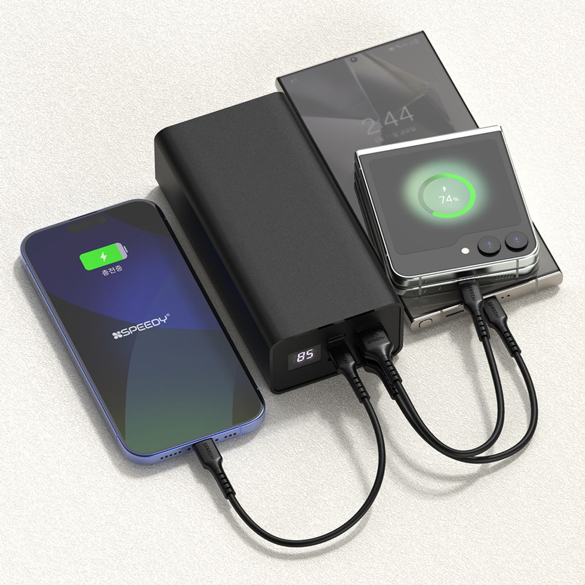 스피디(SPEEDY) 슬림핏 대용량 보조배터리 30000mAh (+C타입 케이블) 블랙