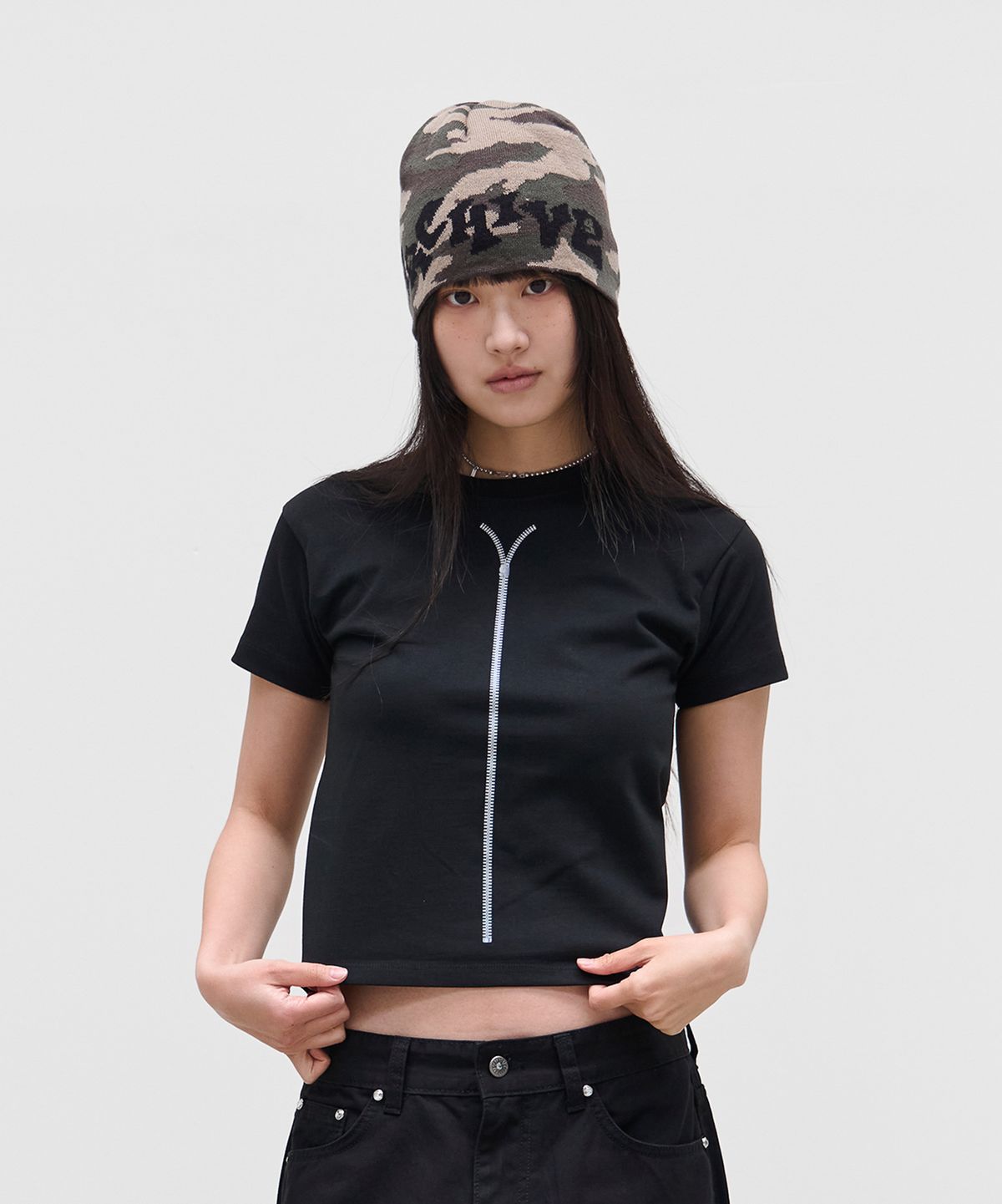 9999아카이브(9999ARCHIVE) 9 Zipper Print T