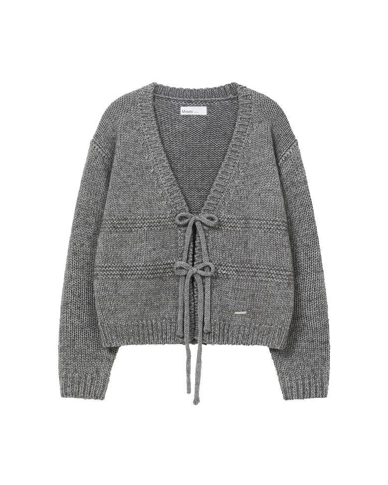Bow over cardigan CHARCOAL