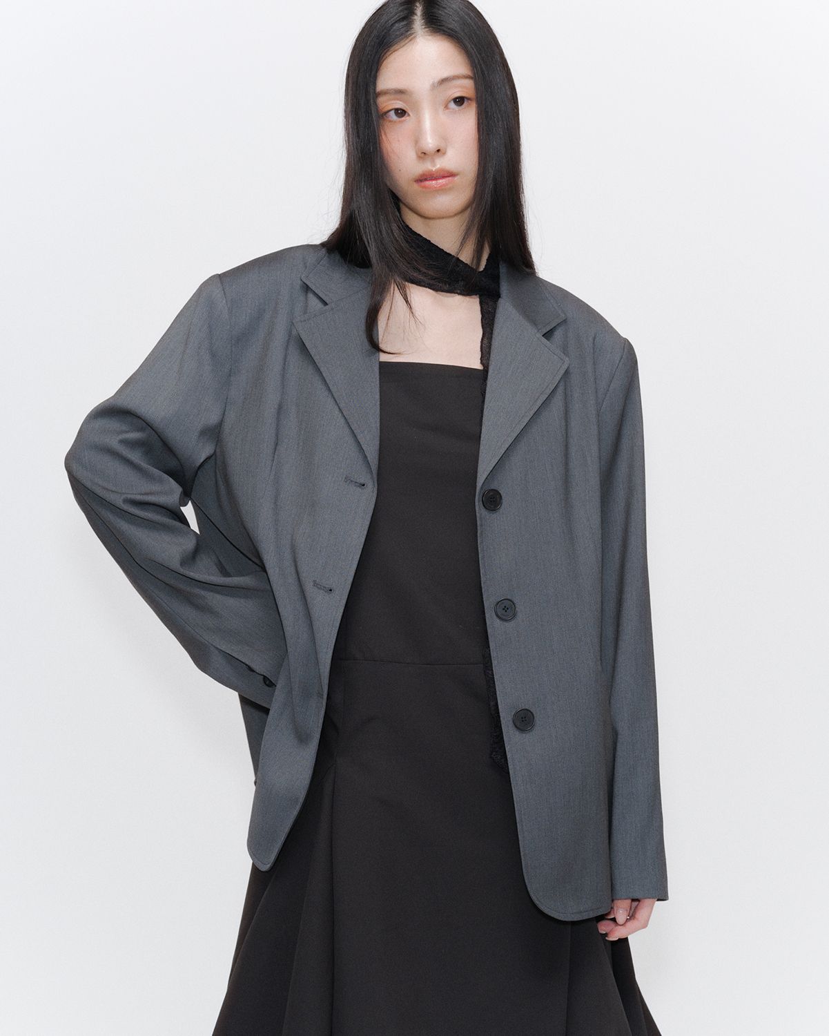 MISEKI SEOUL[ミセキソウル] Classic over blazer BLACK MUSINSA | MISEKI SEOUL Classic over blazer CHARCOAL