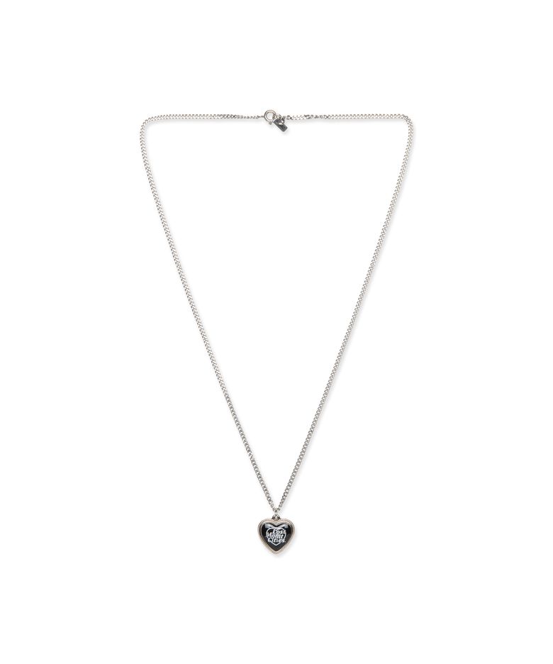 HEART TYPO PENDANT NECKLACE black