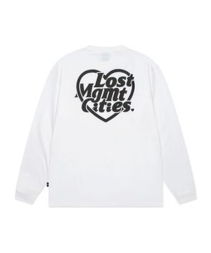 HEART GLOBE LONG SLV TEE white