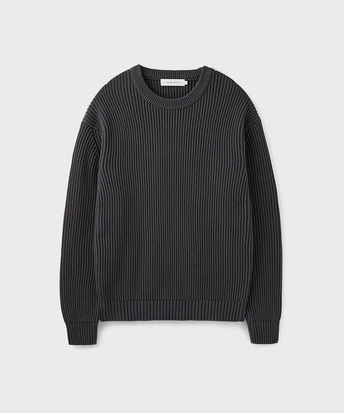 유니온블루(UNION BLUE) HARD TWIST COTTON RIBBED KNIT [CHARCOAL]