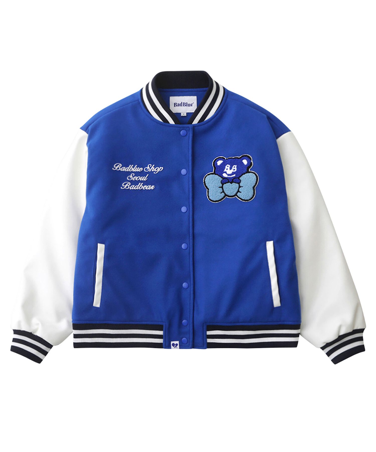 MUSINSA | BADBLUE BadBear Seoul Varsity Jacket Blue