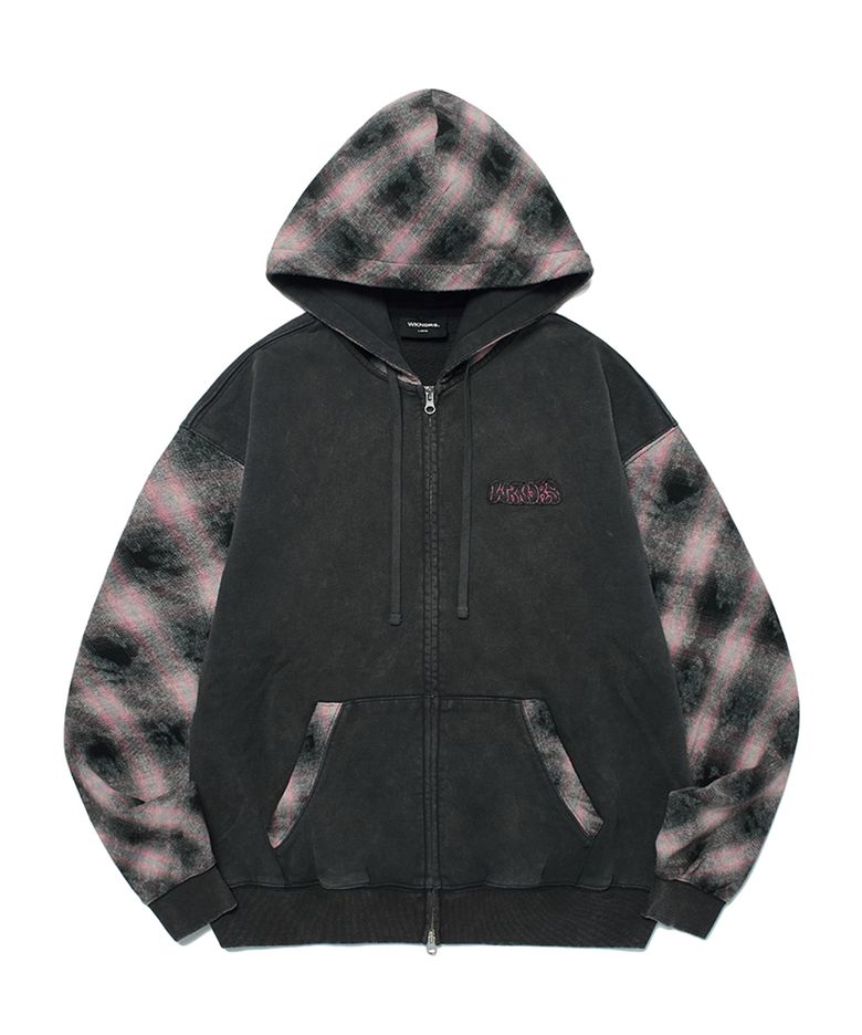 CHECKERED ZIPUP HOODIE (CHARCOAL)