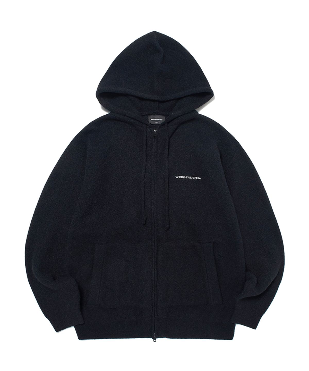 위캔더스(WKNDRS) HAIRY KNIT ZIPUP HOODIE (BLACK)