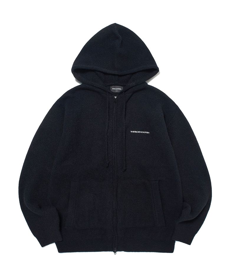HAIRY KNIT ZIPUP HOODIE (BLACK)
