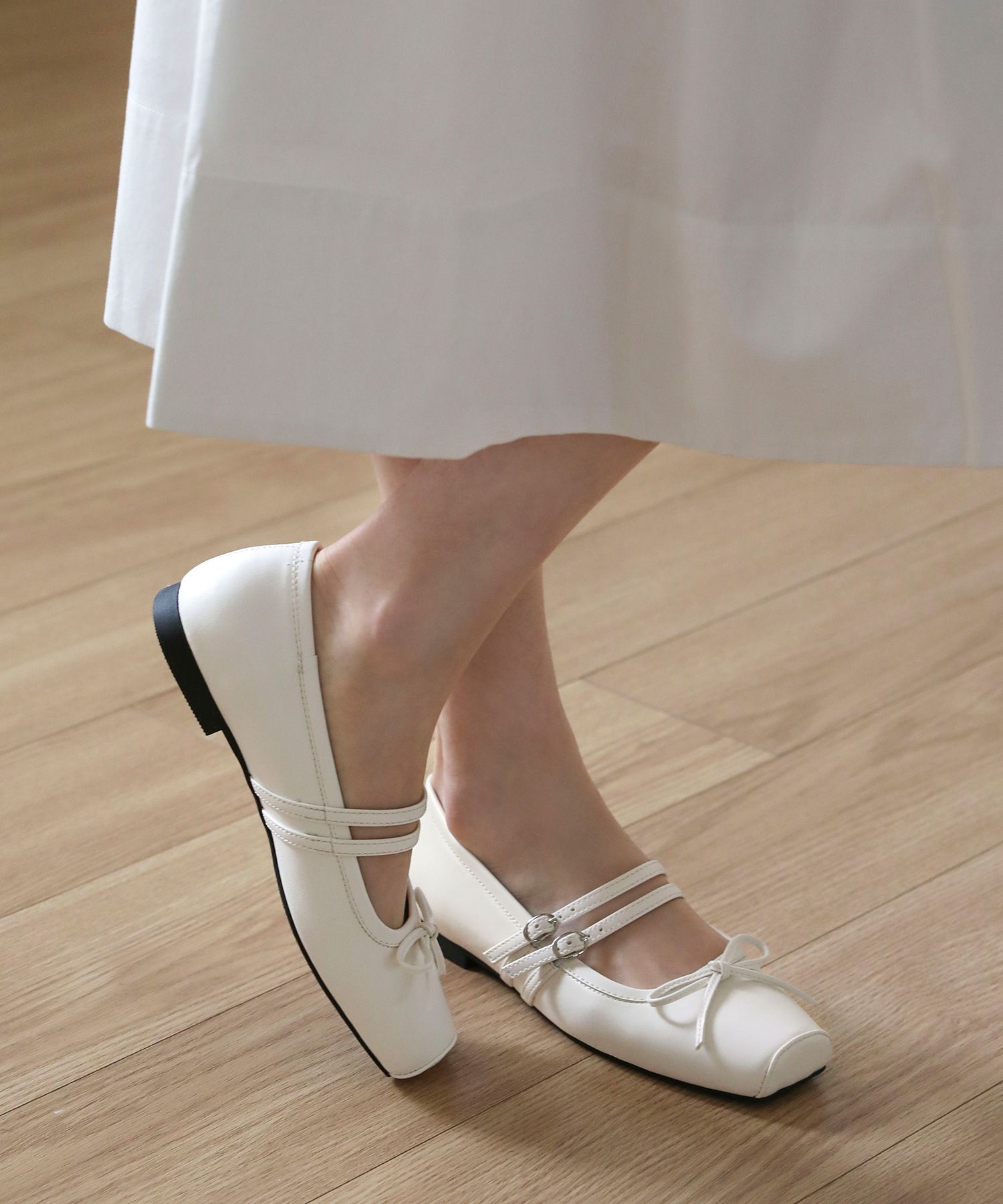 White mary jane flats