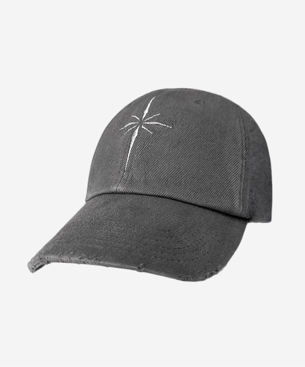 비엘알(BLR) Snowflakes Logo Washing Denim Ball Cap Grey
