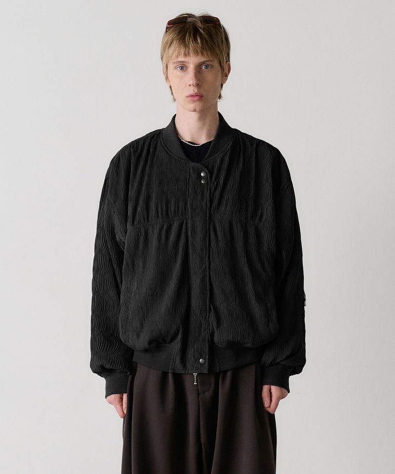 wave pleated blouson (black)