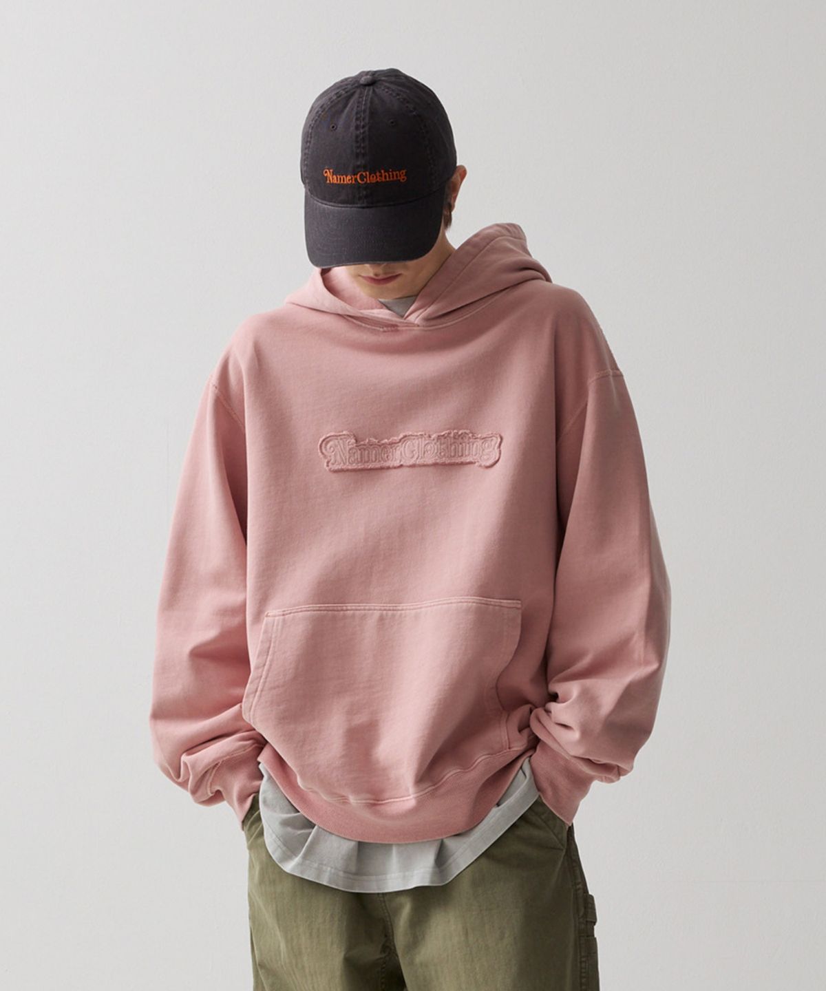 네이머클로딩(NAMERCLOTHING) DYED BASIC LOGO HODDIE PINK