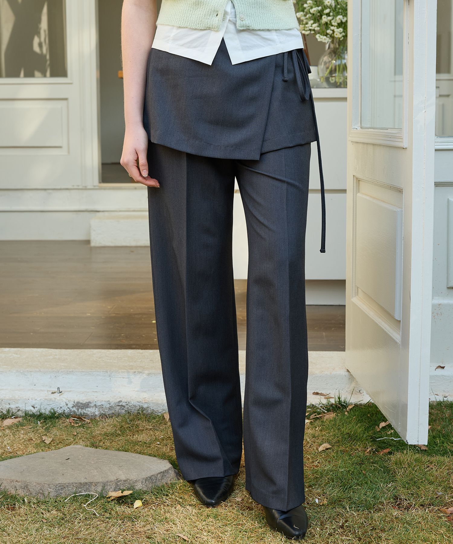 LETTER FROM MOON ♥ Mauve Skirt Layered Slacks MUSINSA | LETTER FROM MOON Skirt Layered Bootcut Knit Pants
