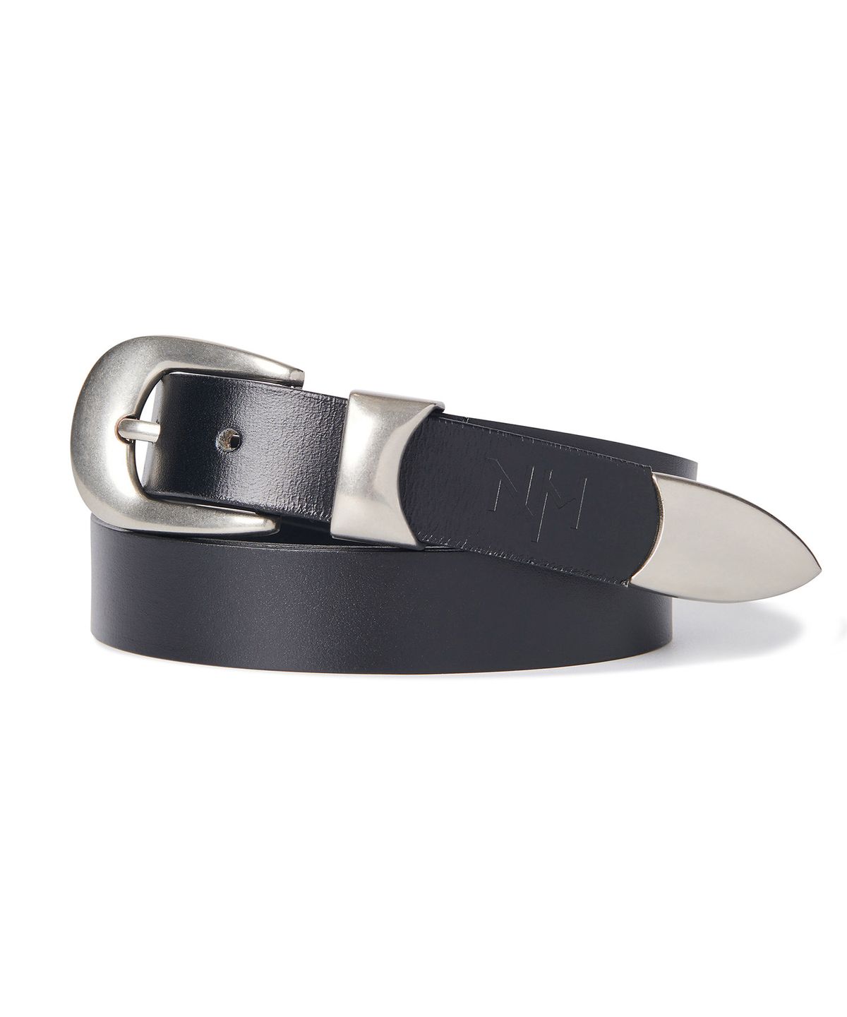 노매뉴얼(NOMANUAL) NM WESTERN LEATHER BELT - BLACK