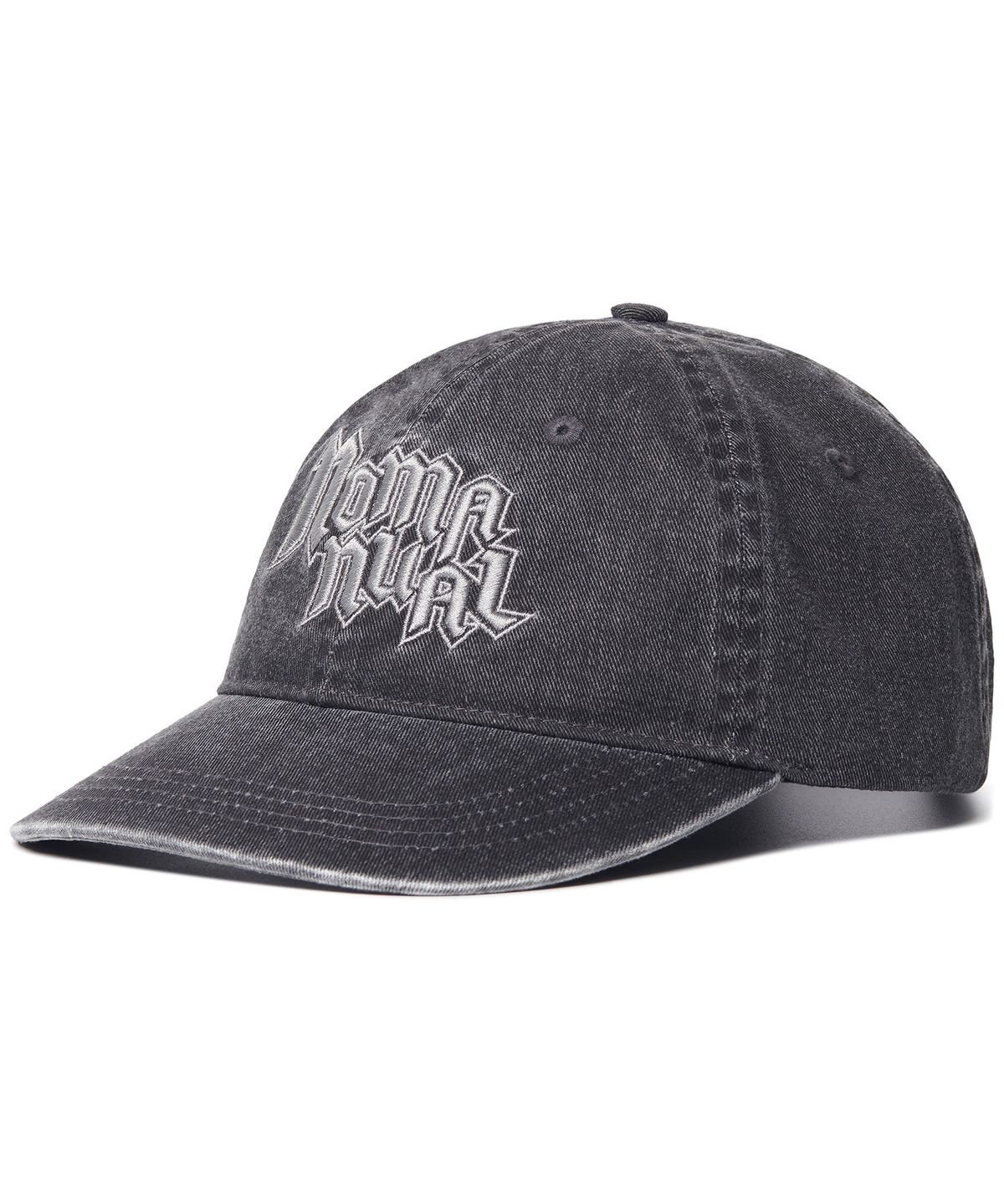 노매뉴얼(NOMANUAL) POINTED LOGO BALL CAP - WASHED BLACK