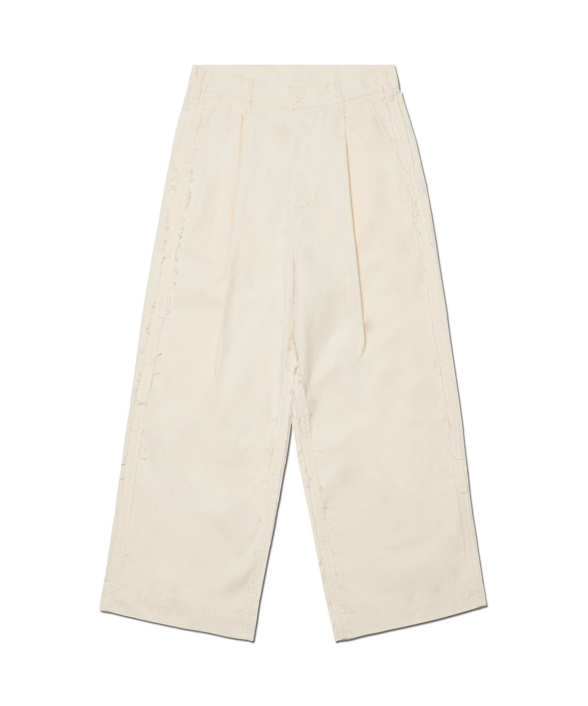 노매뉴얼(NOMANUAL) ROUGH CUT ONE TUCK PANTS - BEIGE