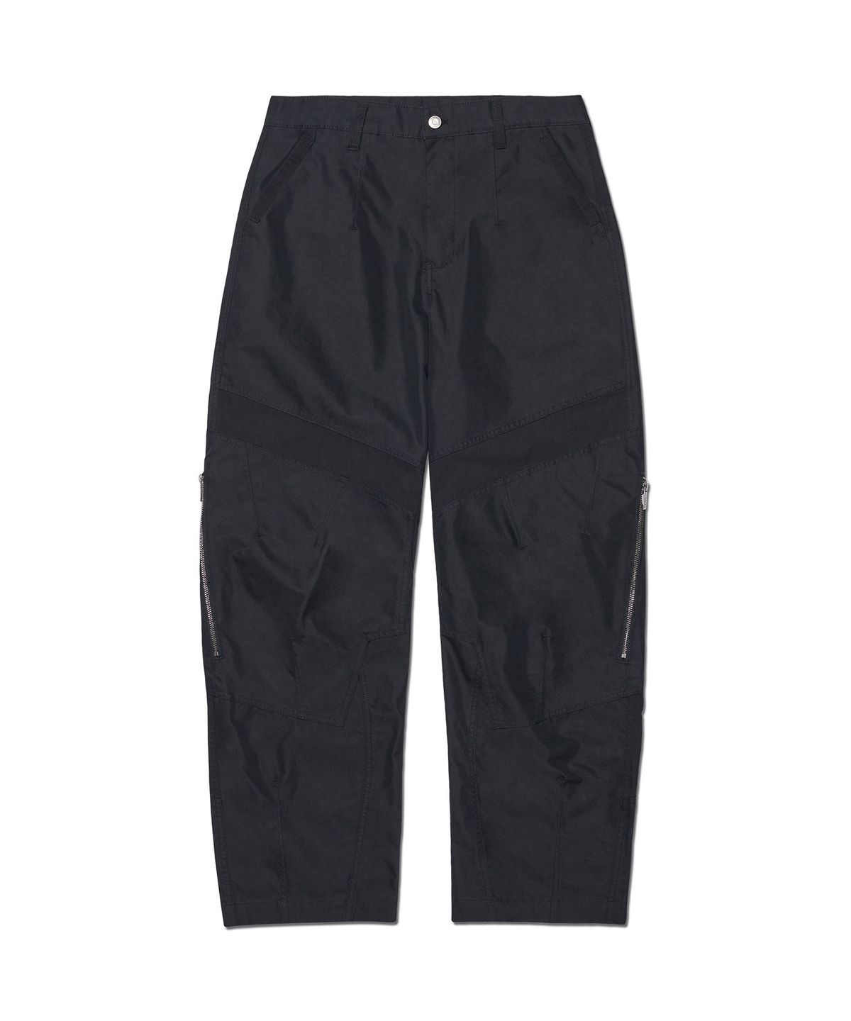 노매뉴얼(NOMANUAL) SIDE ZIPPER DOUBLE KNEE PANTS - BLACK