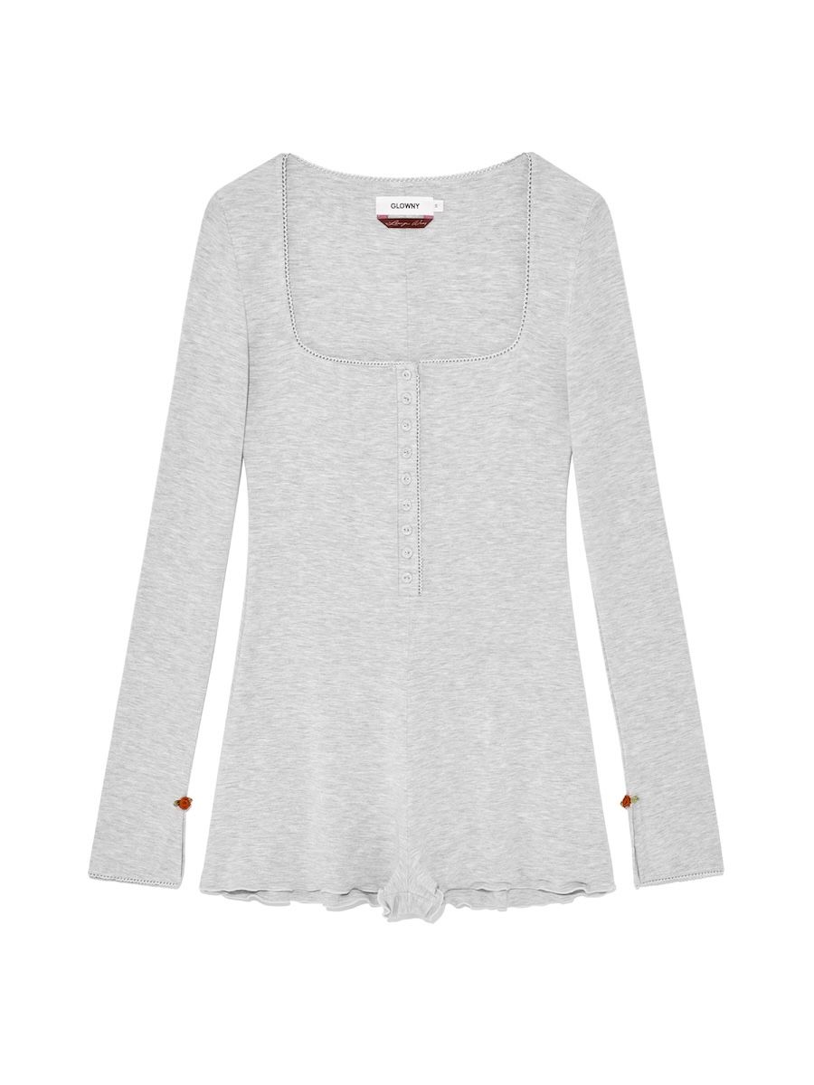 【GLOWNY】韓国人気★(S,M) BLISS FIT ROMPER MUSINSA公式 | GLOWNY BLISS FIT ROMPER (WHITE MELANGE)