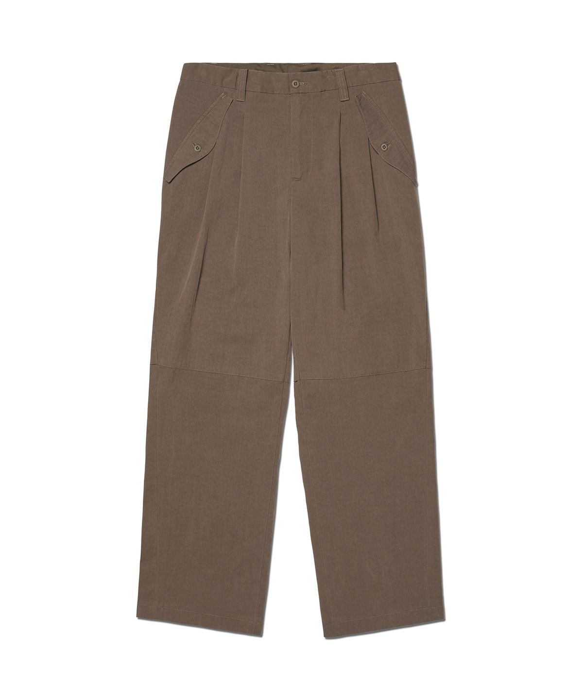 노매뉴얼(NOMANUAL) FLAP WIDE SLACKS - DARK BROWN