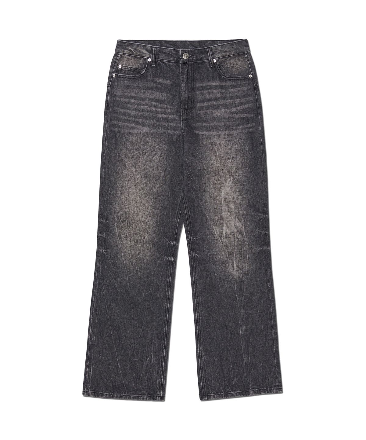 노매뉴얼(NOMANUAL) SEMI FLARE DENIM PANTS - WASHED BLACK