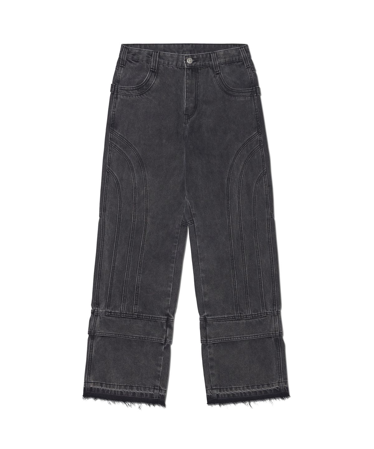 노매뉴얼(NOMANUAL) WASHED DENIM WORK PANTS - WASHED BLACK