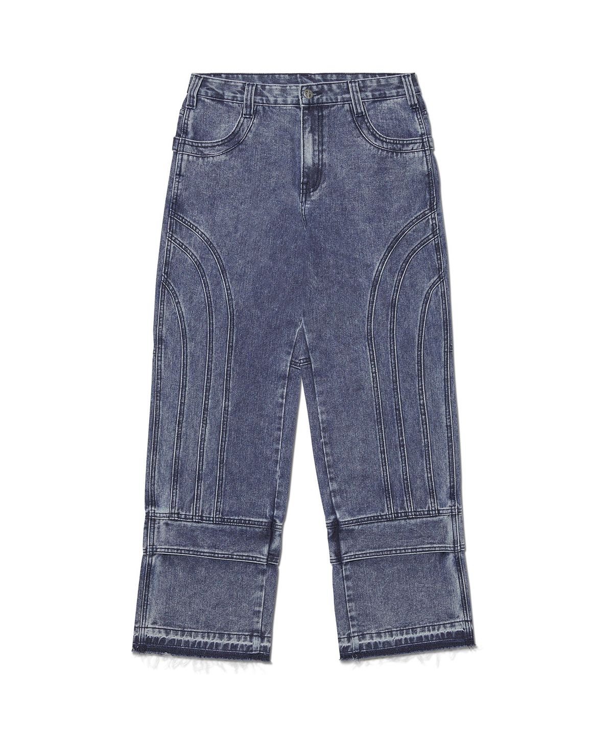 노매뉴얼(NOMANUAL) WASHED DENIM WORK PANTS - WASHED BLUE