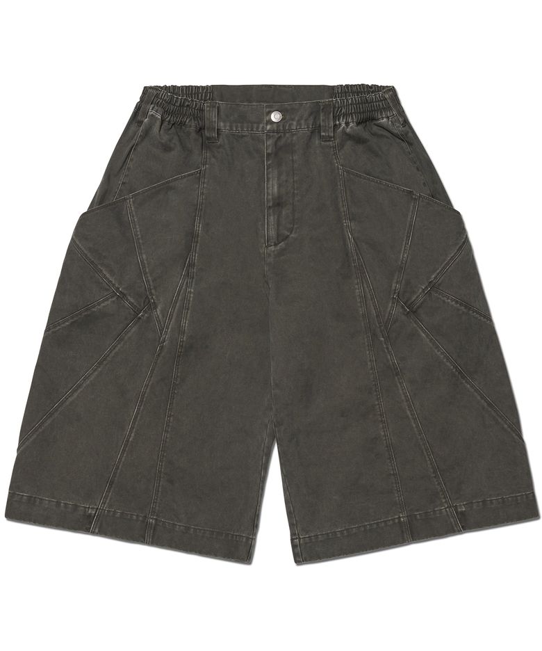 DIAGONAL POCKET BERMUDA PANTS - WASHED CHARCOAL