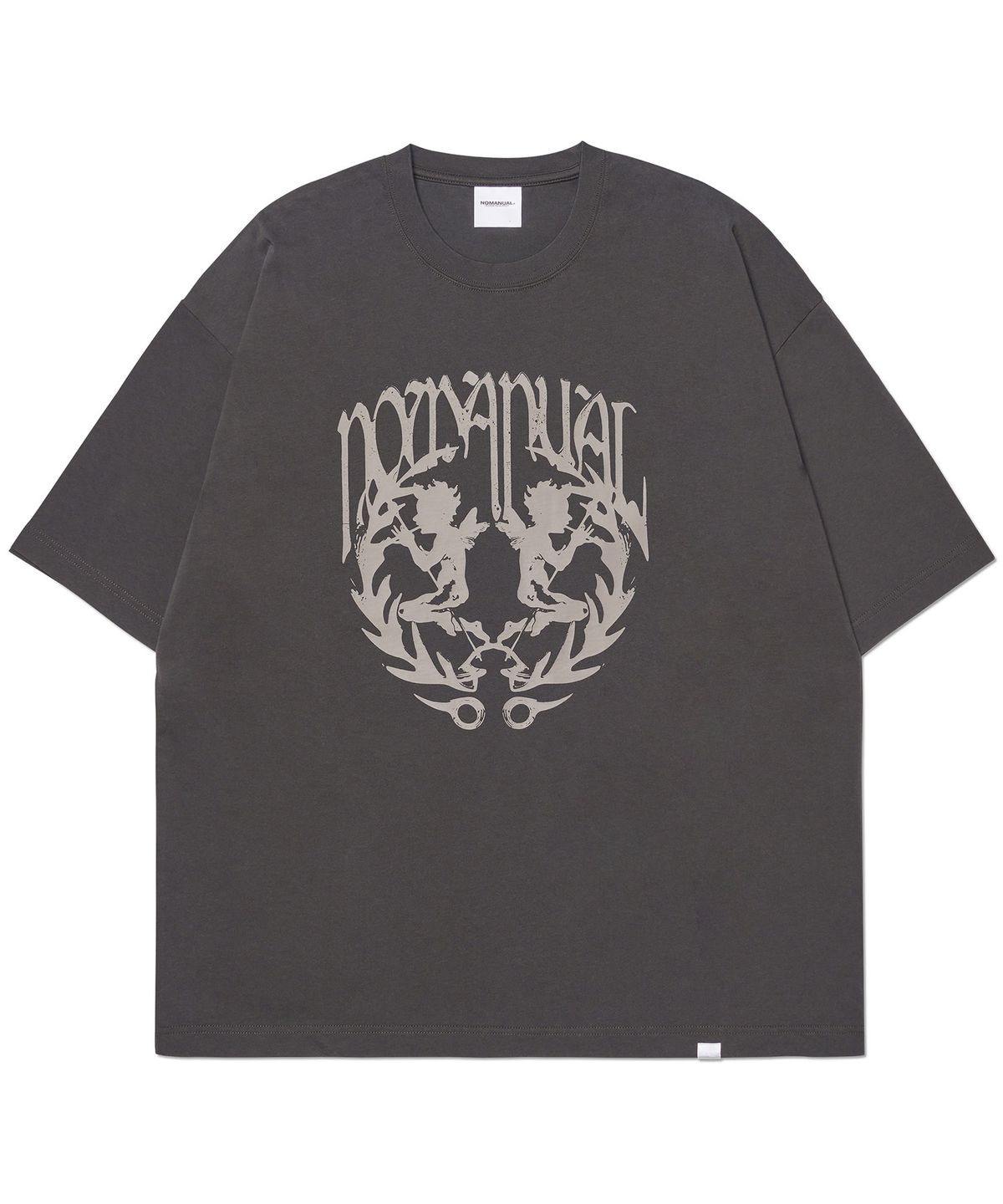 노매뉴얼(NOMANUAL) NM ANGEL T-SHIRT - CHARCOAL