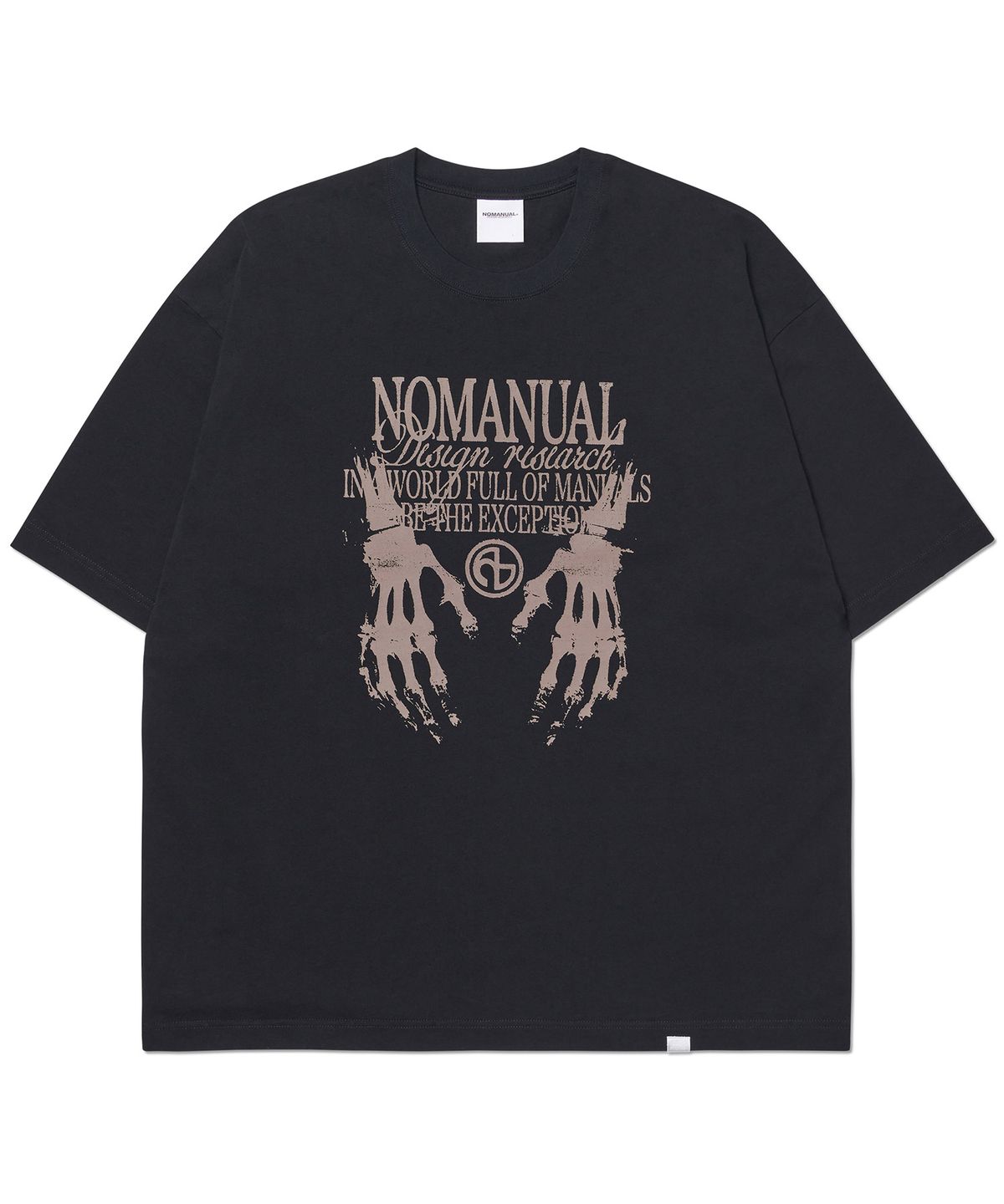 노매뉴얼(NOMANUAL) SKELETON HANDS T-SHIRT - BLACK