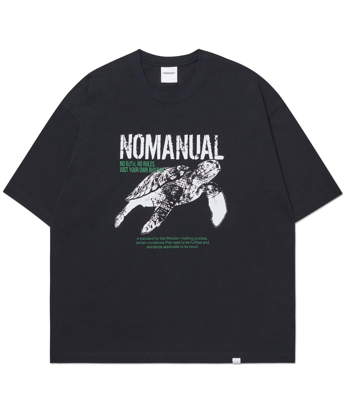 노매뉴얼(NOMANUAL) TURTLE T-SHIRT - BLACK