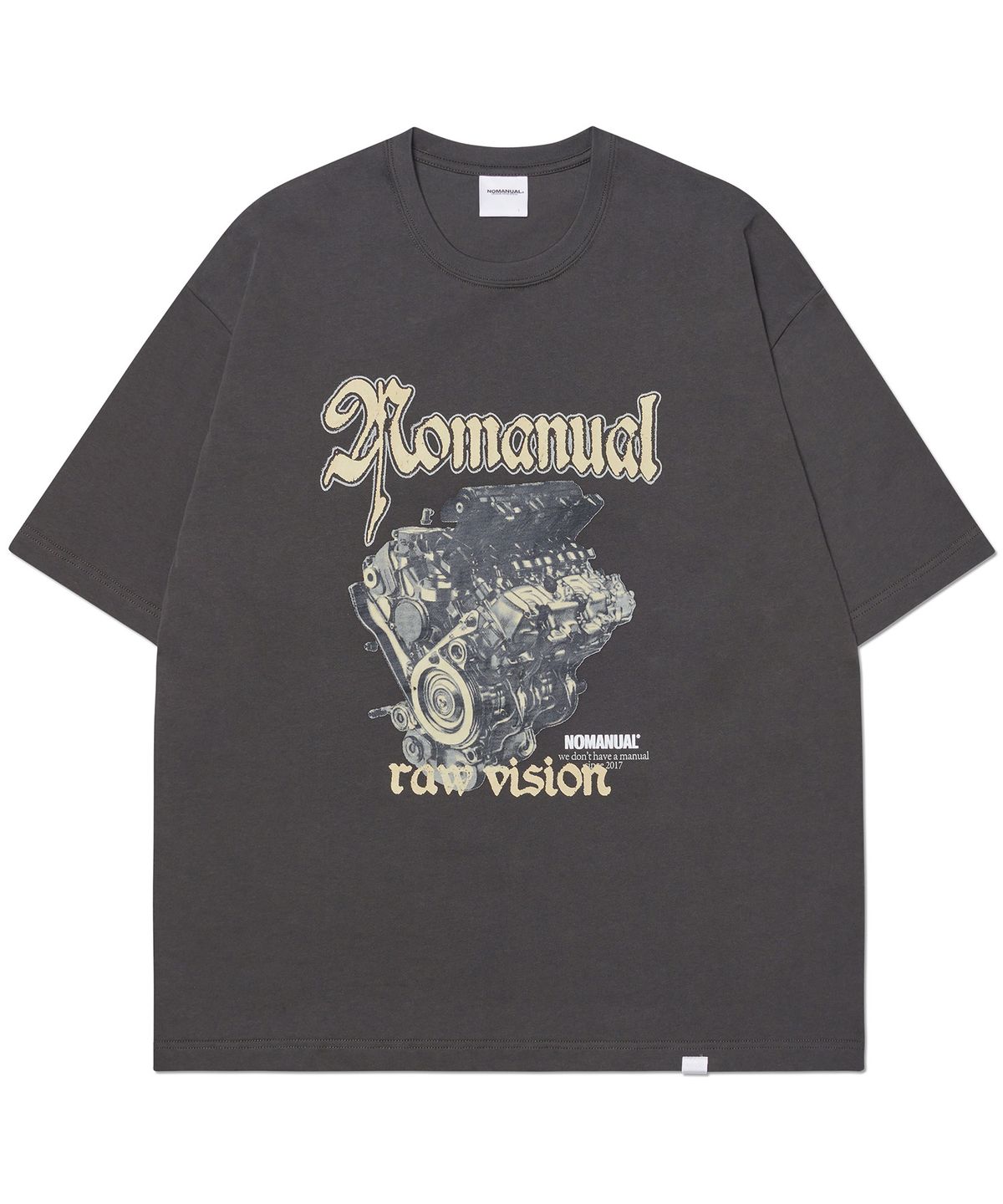 노매뉴얼(NOMANUAL) NM ENGINE T-SHIRT - CHARCOAL