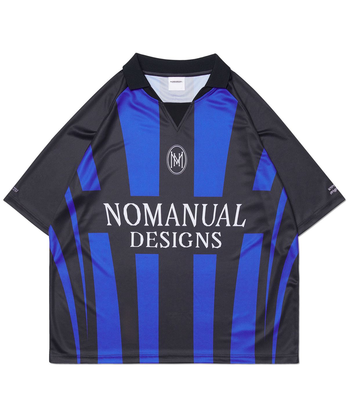 노매뉴얼(NOMANUAL) STRIPE FOOTBALL SHIRT - BLUE