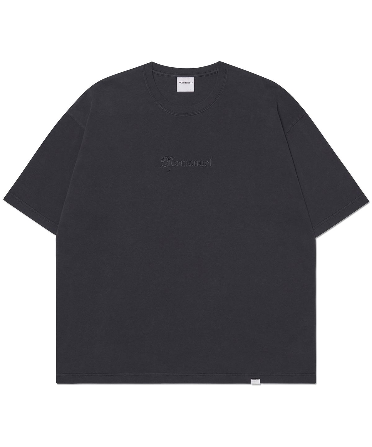 노매뉴얼(NOMANUAL) EMBROIDERED LOGO T-SHIRT - WASHED BLACK