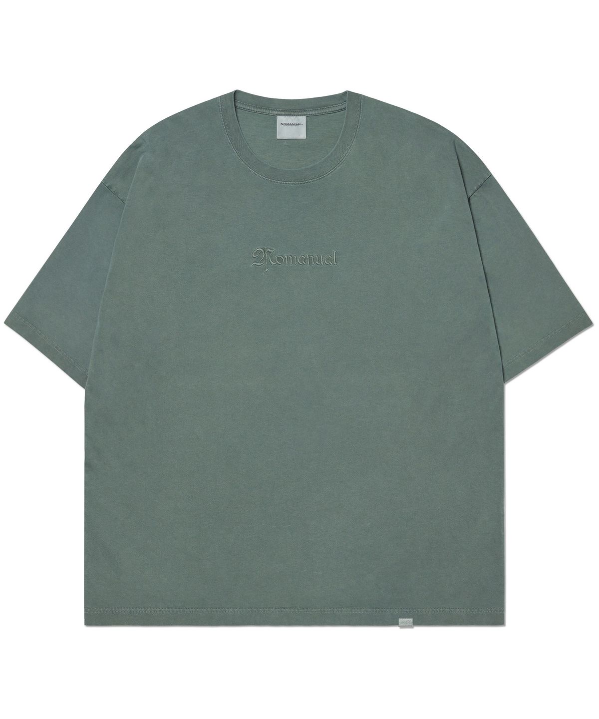 노매뉴얼(NOMANUAL) EMBROIDERED LOGO T-SHIRT - HUNTER GREEN