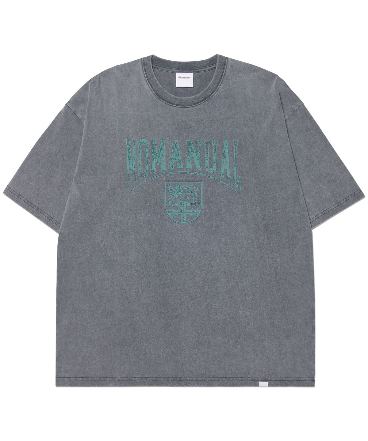 노매뉴얼(NOMANUAL) EMBLEM WASHED T-SHIRT - WASHED GRAY