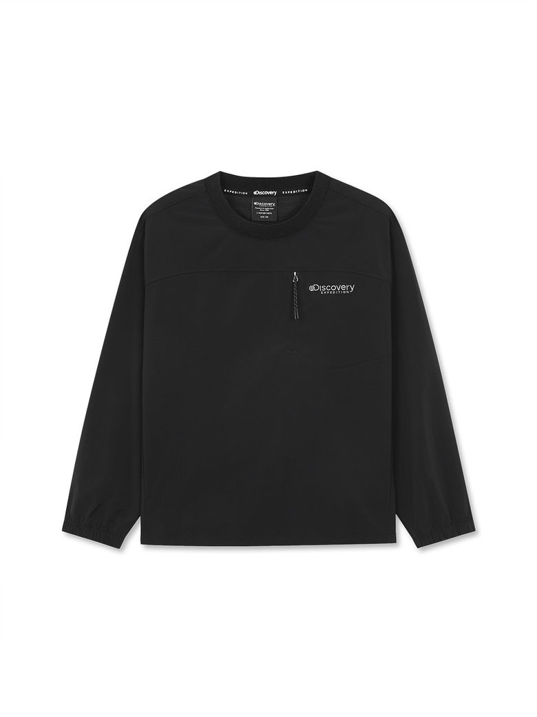 키즈 프레시벤트 우븐 트레이닝 가슴포켓 맨투맨 (BLACK)