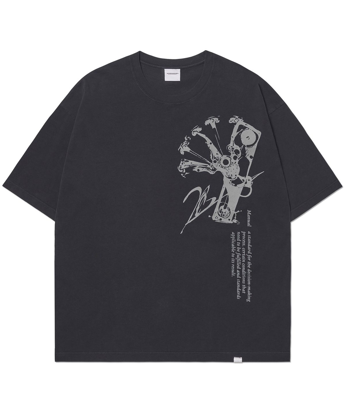노매뉴얼(NOMANUAL) GEAR MANUAL GRAPHIC T-SHIRT - WASHED BLACK