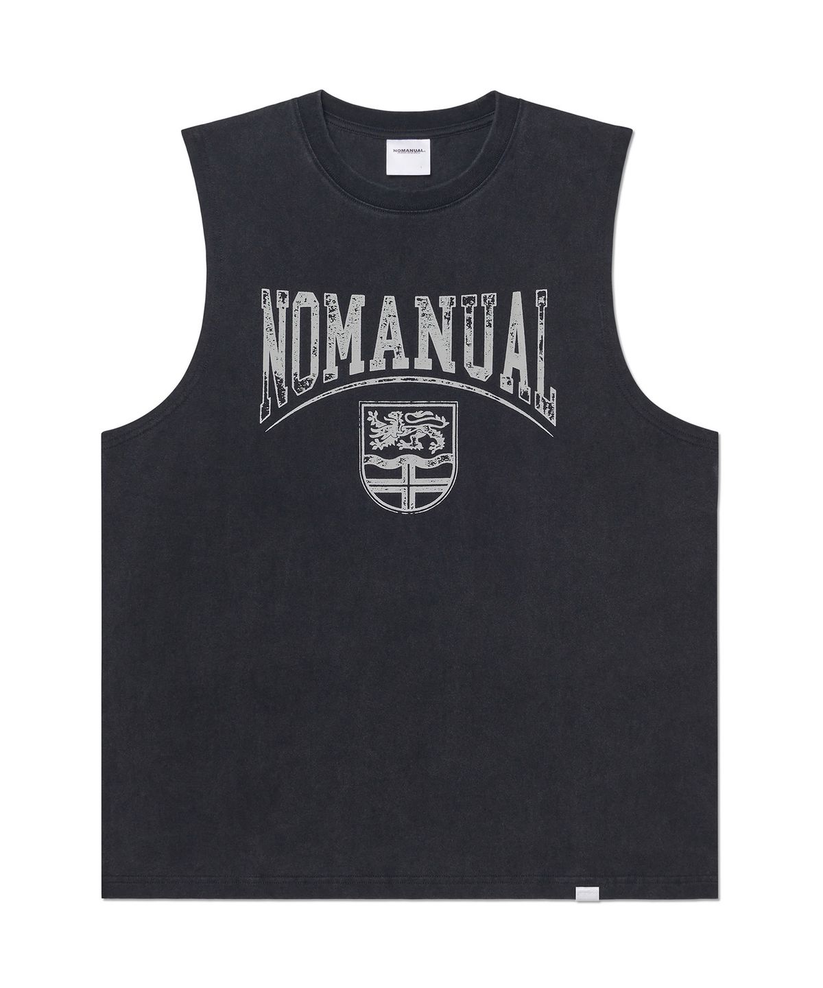 노매뉴얼(NOMANUAL) EMBLEM WASHED SLEEVELESS TEE - WASHED BLACK