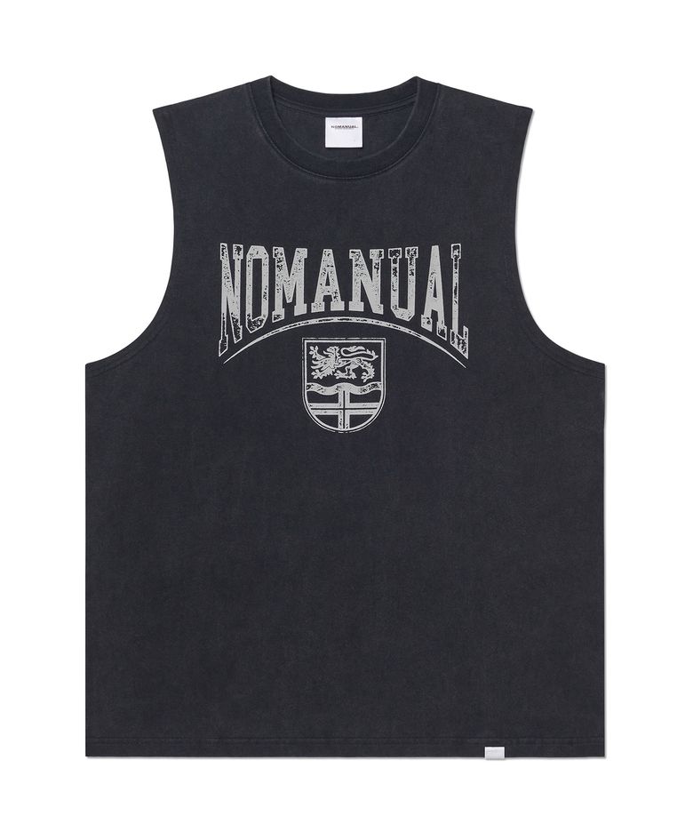 EMBLEM WASHED SLEEVELESS TEE - WASHED BLACK