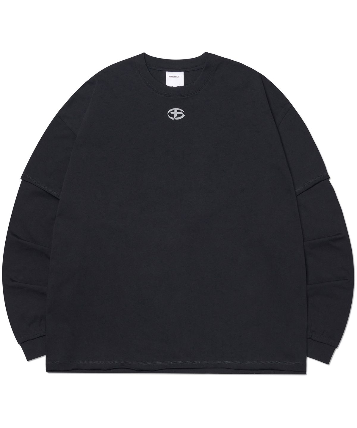 노매뉴얼(NOMANUAL) ABRASION LAYERED LONG SLEEVE TEE - BLACK