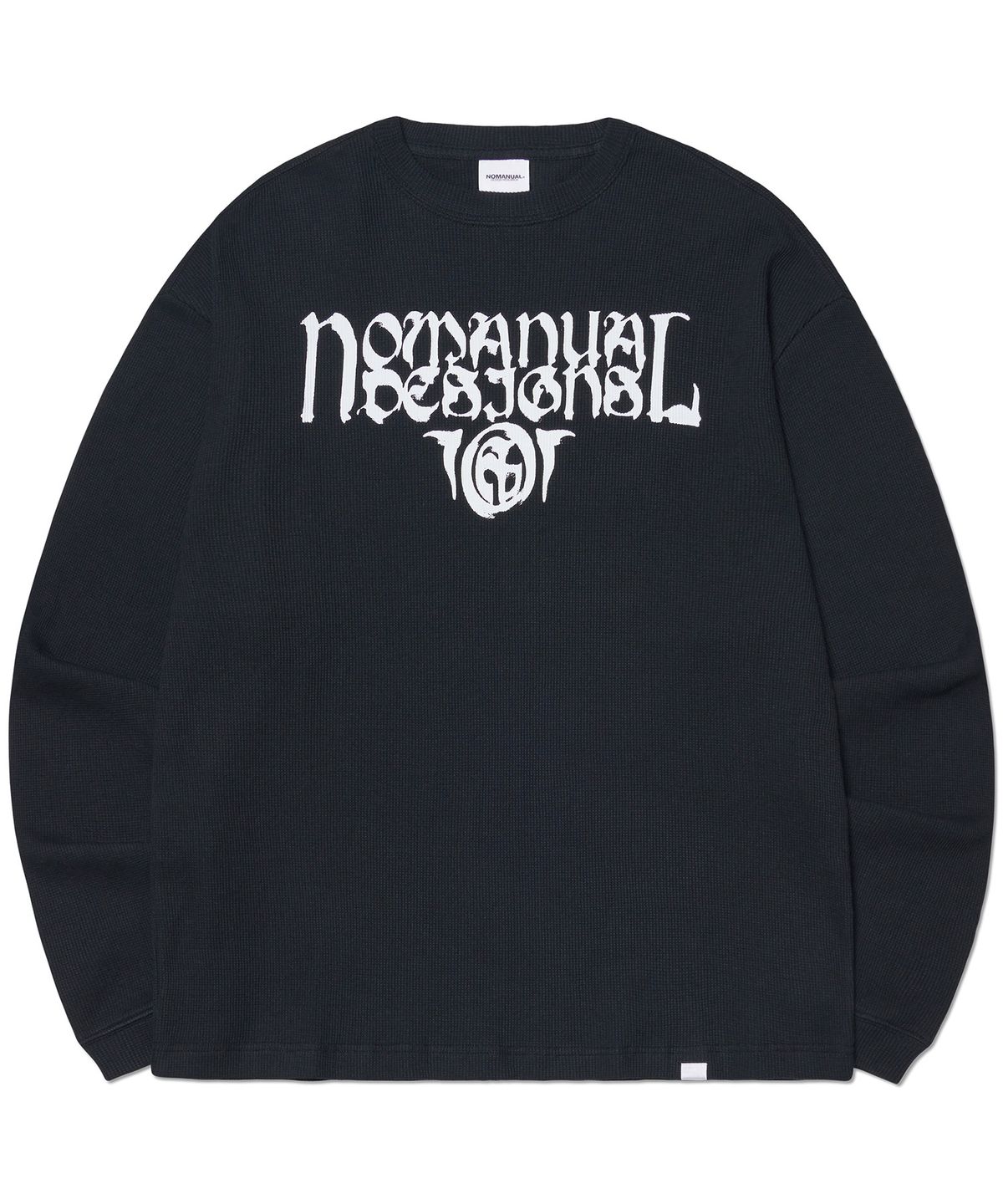 노매뉴얼(NOMANUAL) P.T WAFFLE LONG SLEEVE TEE - BLACK