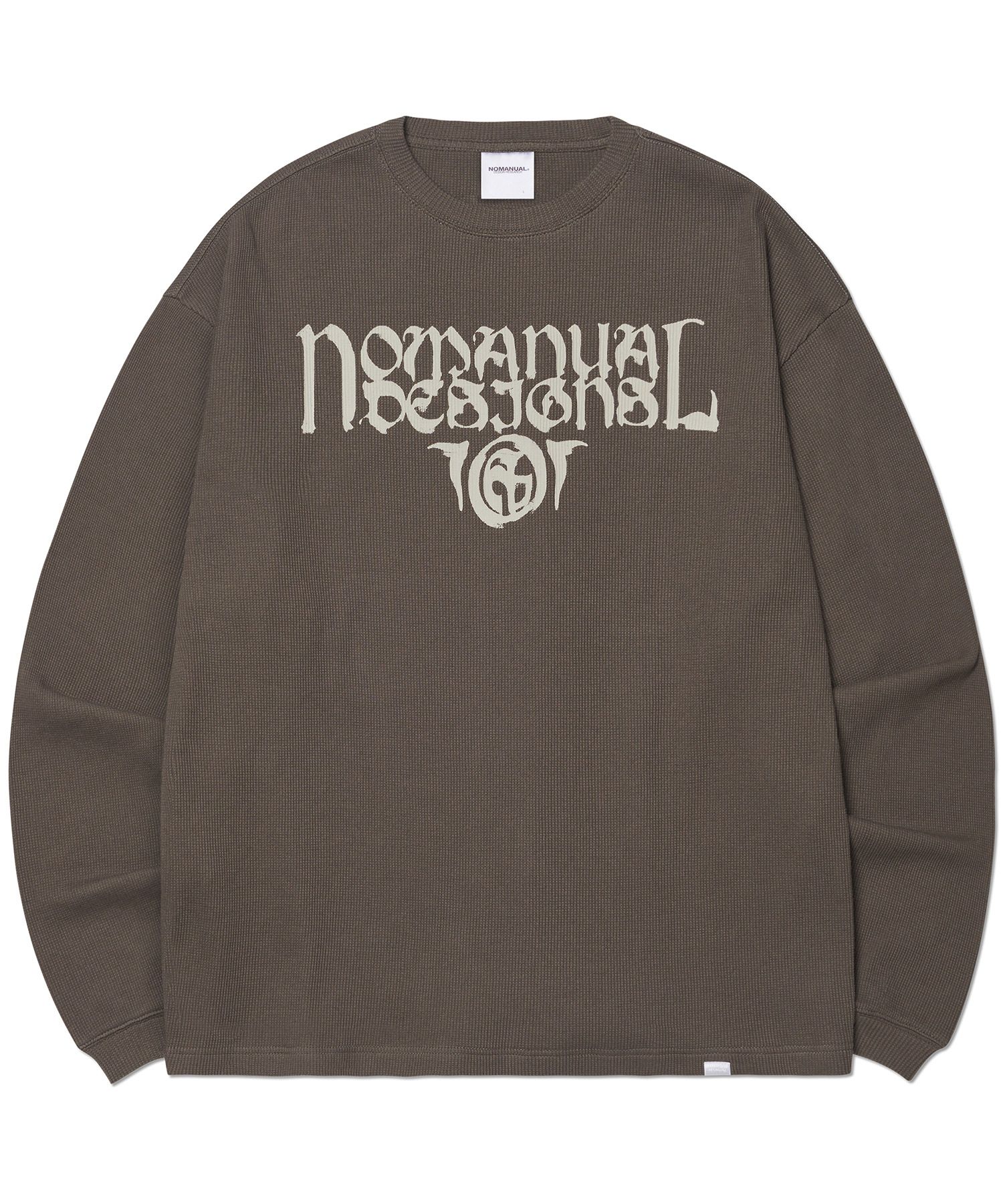 MUSINSA | NOMANUAL P.T WAFFLE LONG SLEEVE TEE - KHAKI GRAY