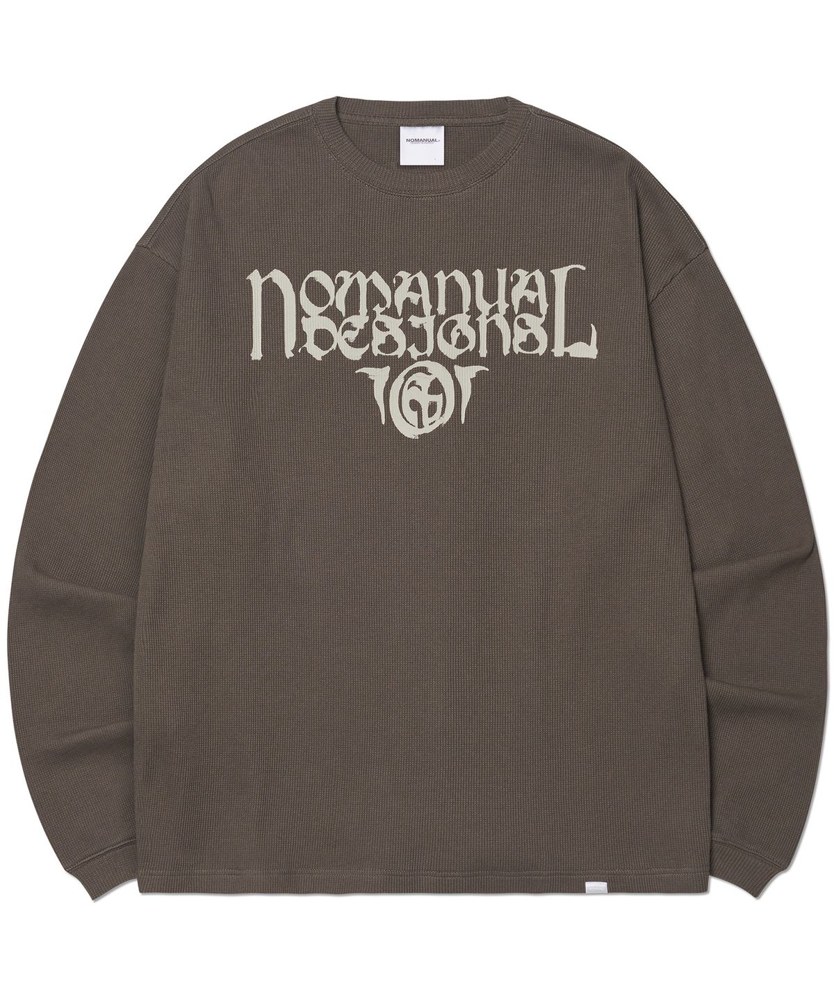 노매뉴얼(NOMANUAL) P.T WAFFLE LONG SLEEVE TEE - KHAKI GRAY