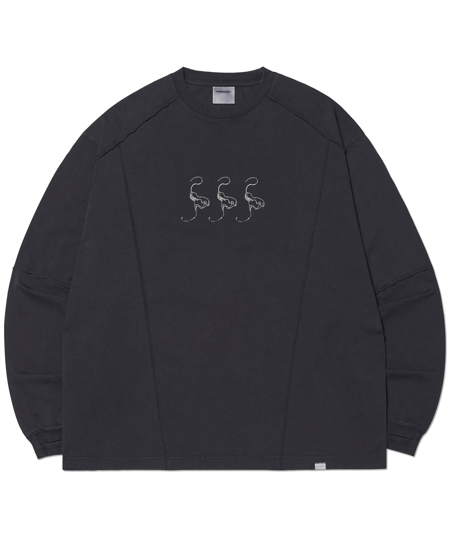 韓国発!【NOMANUAL】SLASH LONG SLEEVE TEE/男女共用 MUSINSA公式 | NOMANUAL SLASH LONG SLEEVE TEE - WASHED BLACK